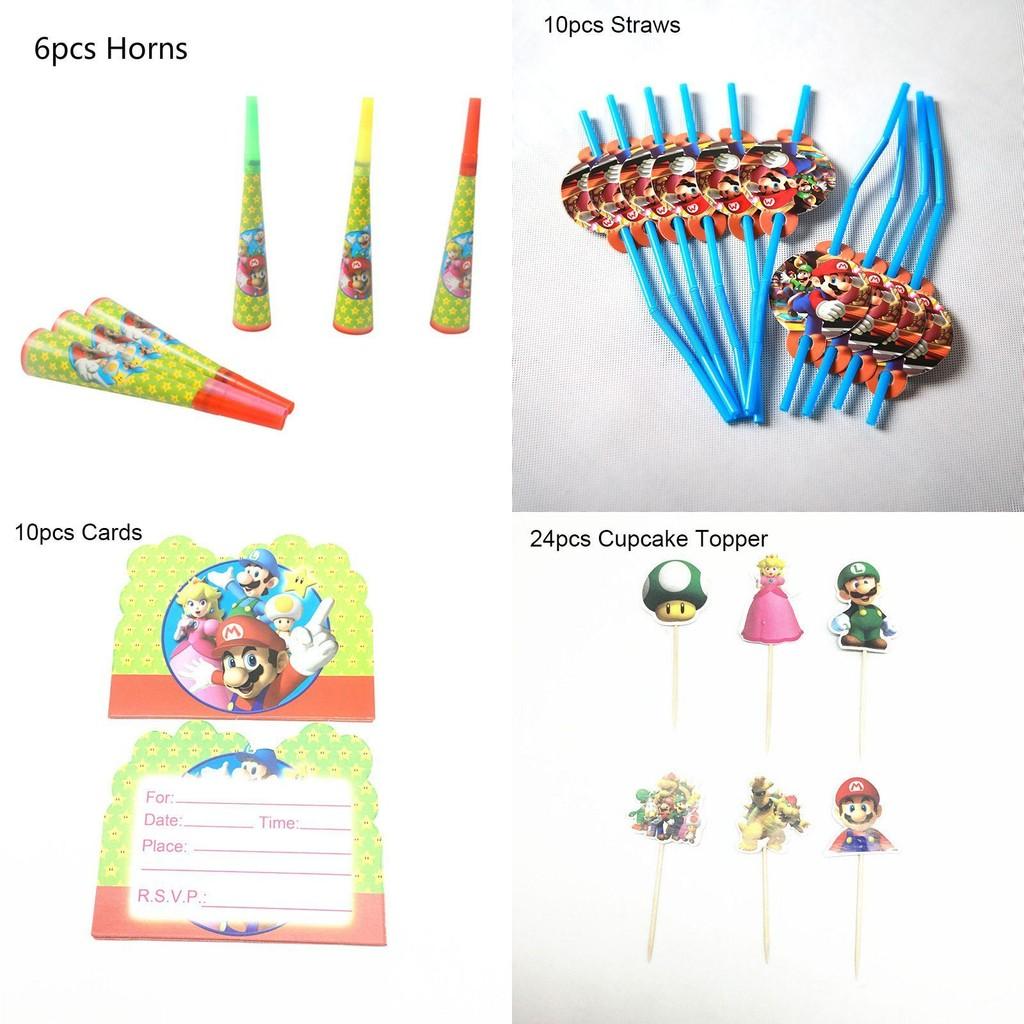 Super Mario Birthday Party Supplies Featuring Vibrant Cups Banners And Fun Napkins