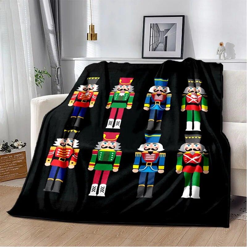 3D Nutcracker Christmas Tree Soft Plush Blanket,Flannel Blanket Throw Blanket for Living Room Bedroom Bed Sofa Picnic Cover Kids