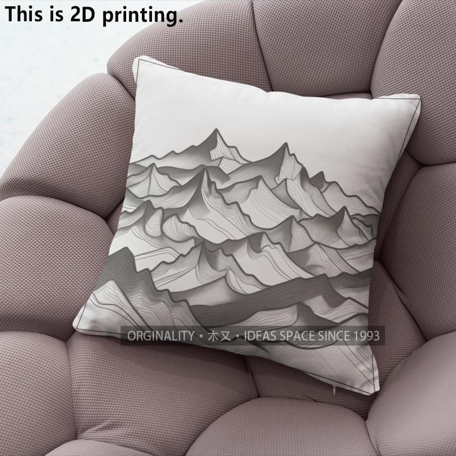 Line Art Mountain Throw Pillow Covers Pattern Cushion Cover Suitable For Sofa Bedroom Car Pillow Cover