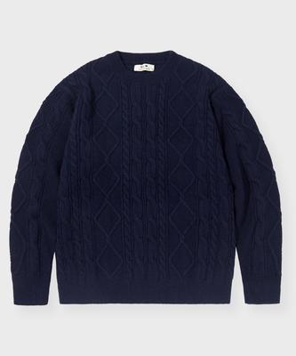 GLW Cable Crew Neck Sweater Knit Navy