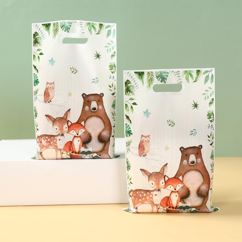 25/50pcs Jungle Safari Animals Gift Bag Handbags Kids Baby Shower Decor Forest Theme Happy Birthday Party Packaging Supplies