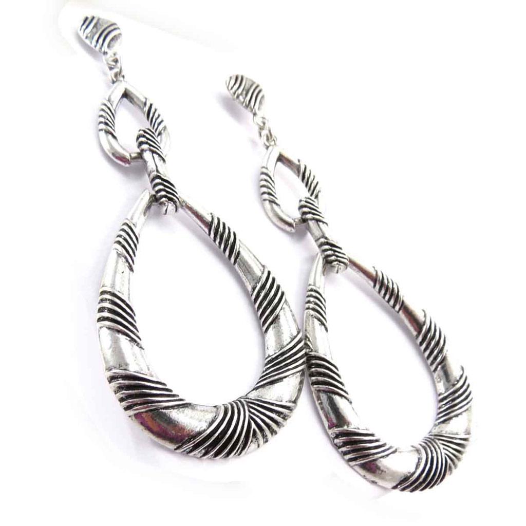 Les Trésors De Lily [J7831] - Silver 'Cunegonde' Designer Earrings