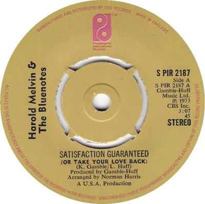 Disque 7 pouces HAROLD MELVIN & THE BLUE NOTES - Satisfaction Garantie (Ou Take Yo SPIR2187 Philadelphie En 1974 UK Soul/Funk Occasion
