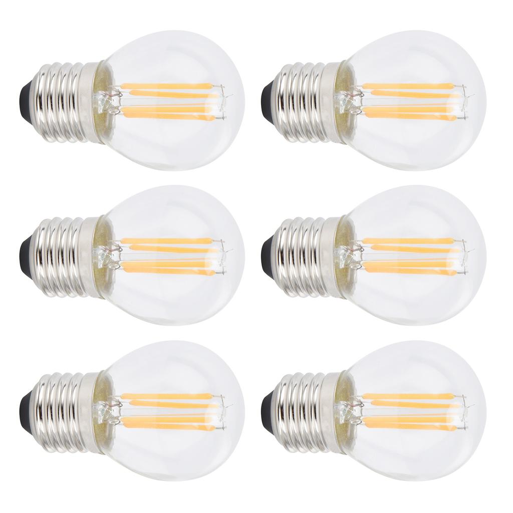 6Pcs Dimmable LED Lamp Bulbs G45 E27 4W Transparent Filament Bulbs for Home Lighting Warm Light 110V