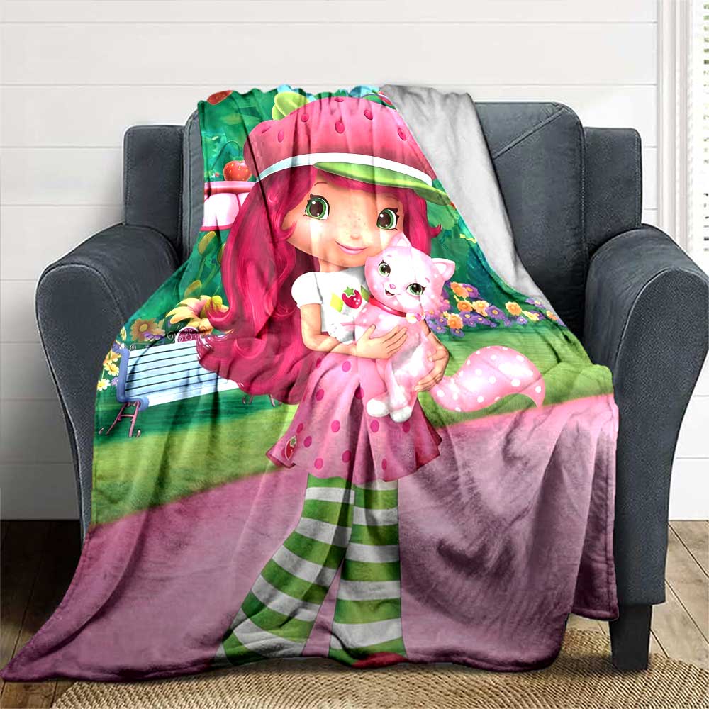 Strawberry Shortcake'S Cute Moment Blanket Soft Warm Cozy Throw Blanket for Office Chair Sofa Couch Office Bed Picnics Warmthful Decor Gifts Y2