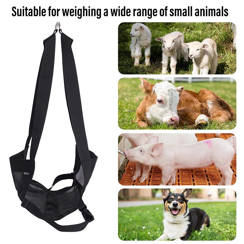 Small Animal Weighing Sling Calf Weighing Sling Black Durable Adjustable Strap Length for Weighing Calves Lambs Goats Baby