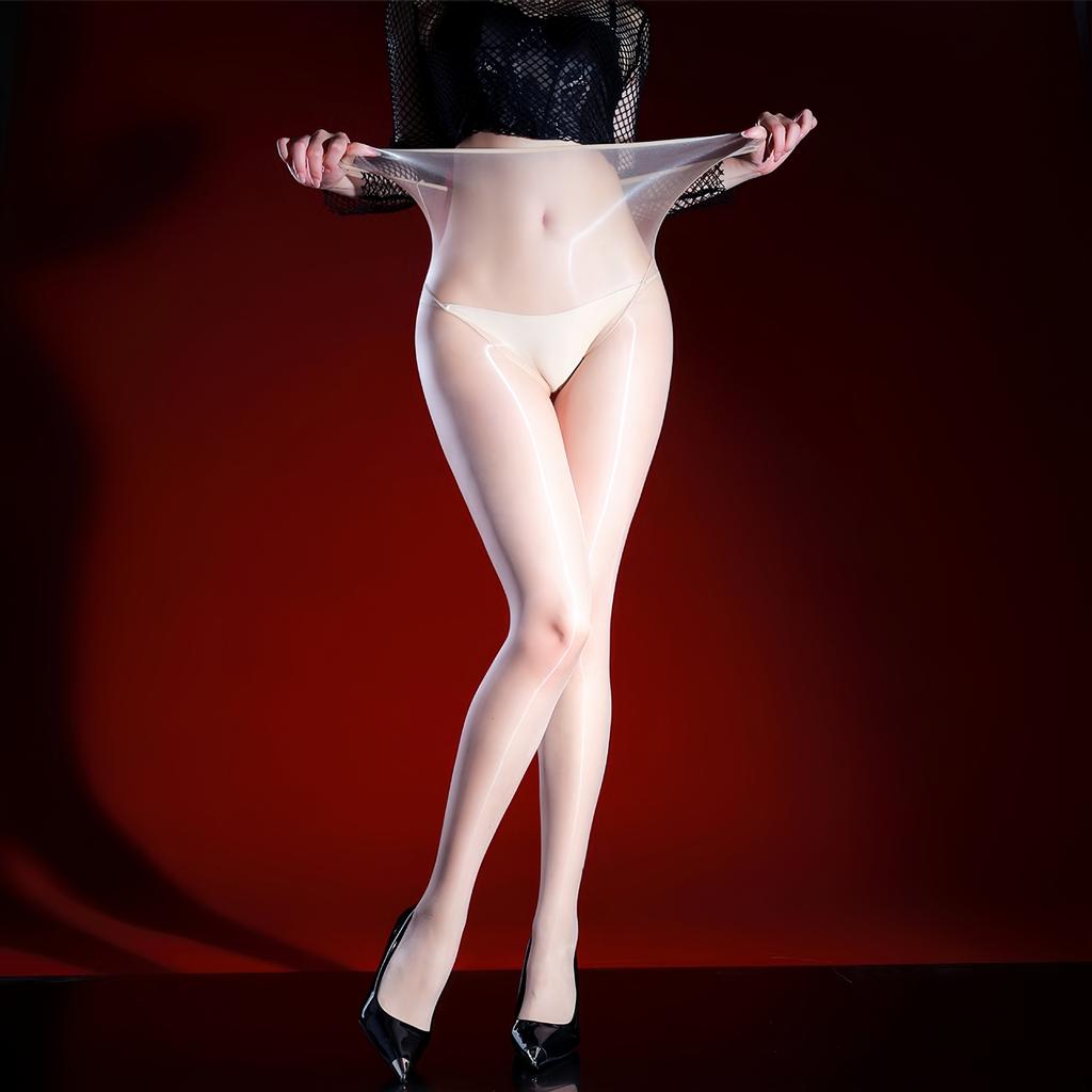 640-Pin Triangular Crotch Plus Size Aurora Transparent Ultra-Thin Oily Silky High Waisted Pantyhose Stockings Tights Dating Wear