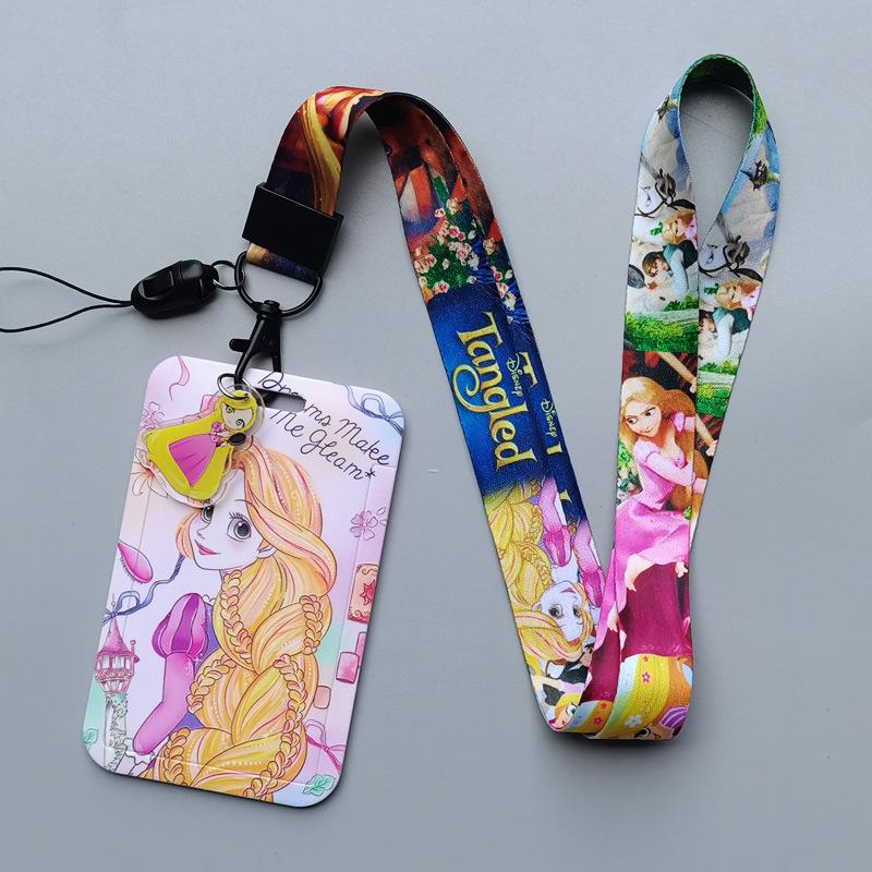 Cartoon Princess Long Rope, ID Cover, Student Card, Subway Bus Card, Work Permit Cover, Access Control Card, Anti-lost Card Cover, Pendant.