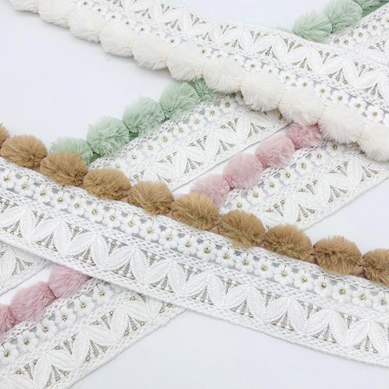 1m Band Mehrzweck Bekleidungszubehör Schal- und Kleidungsherstellung Pompom Quaste Plüschspitze Stickerei Niedlich Mehrfarbig