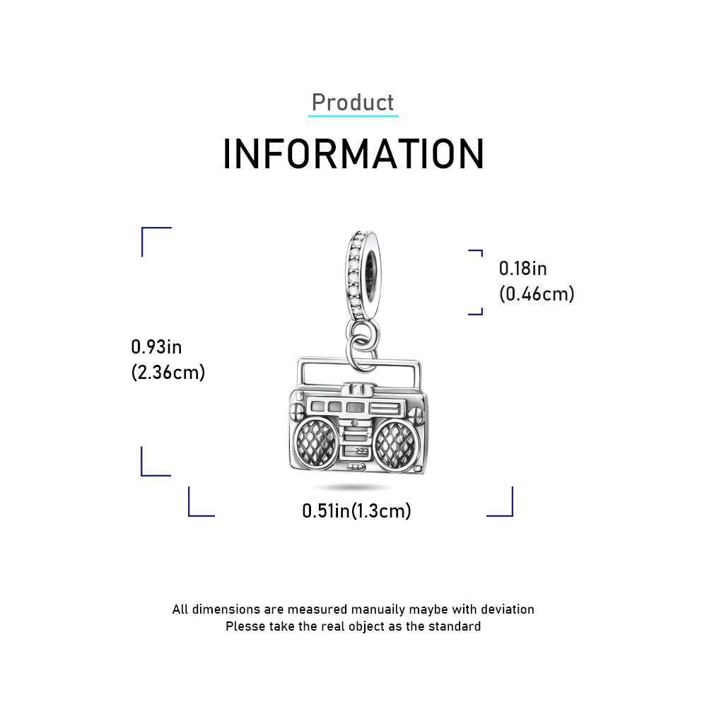 925 Silver Music Instrument Charms Piano Headphone Trumpet Violin Pendant Beads DIY Bracelet Necklace Gift for Her