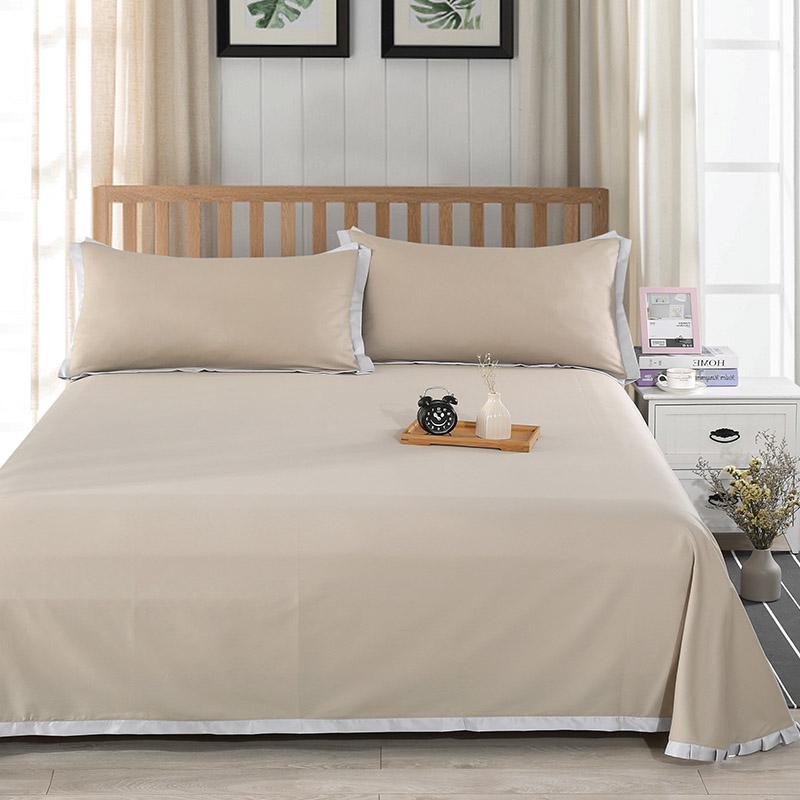 Solid Color Cotton Three-Piece Bedding Set for Single/Double Bed