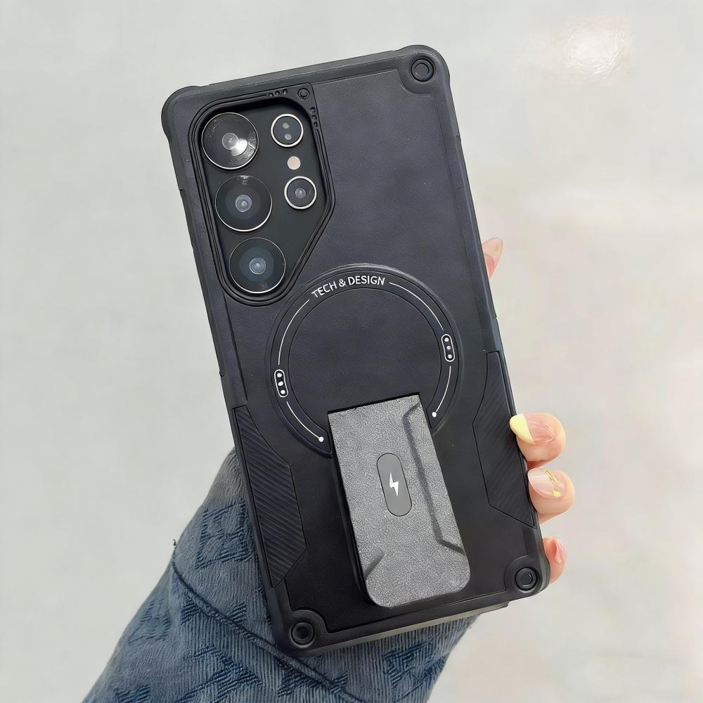 Magnetic Fold Holder Armor Matte Case For Samsung S26 S25 S24 FE Ultra Plus FE A57 A37 A56 A55 A54 A36 A35 A16 A06 A17 A07 Cover