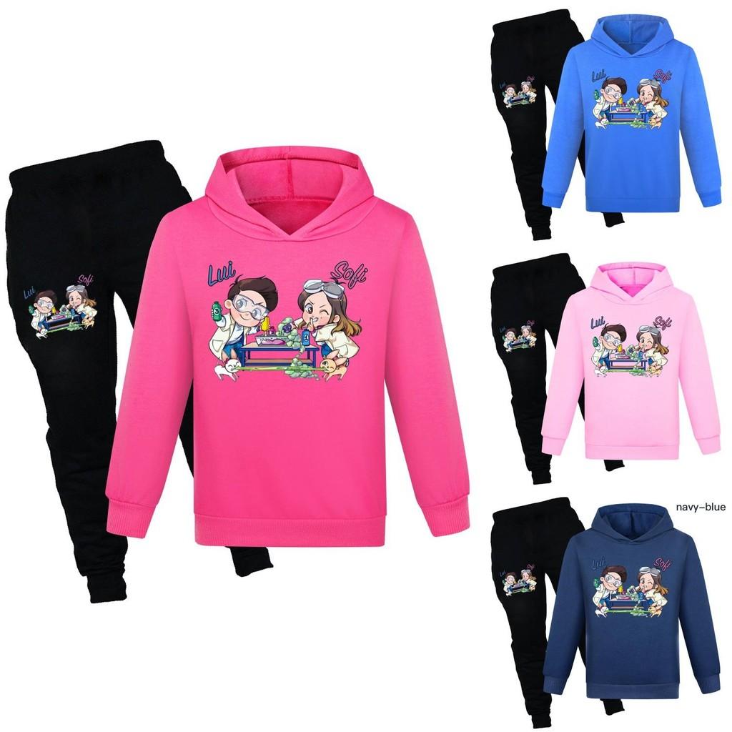 Kids Cotton Cartoon Hoodie And Jogging Pants Set For Winter And Spring Play