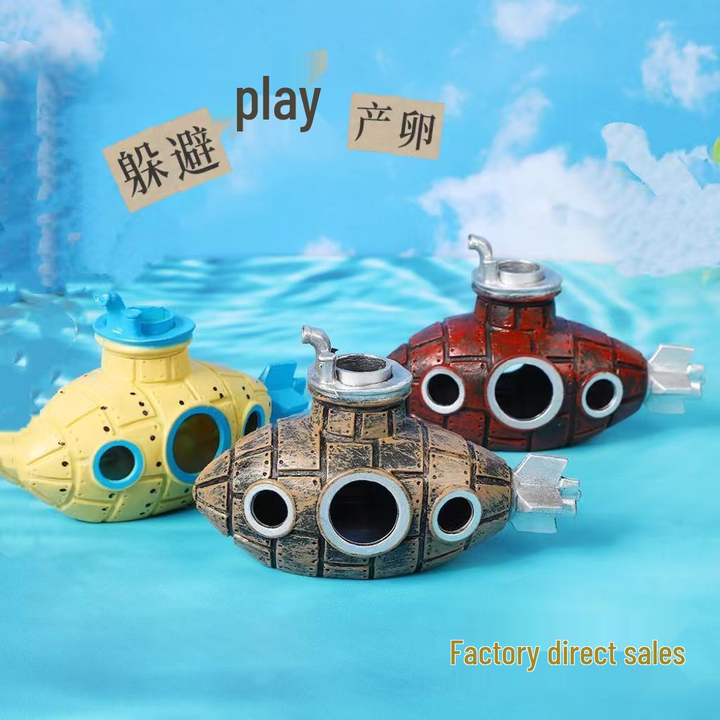 Hot-Selling PVC Submarine Aquarium Decoration: Fish & Shrimp Breeding Cave