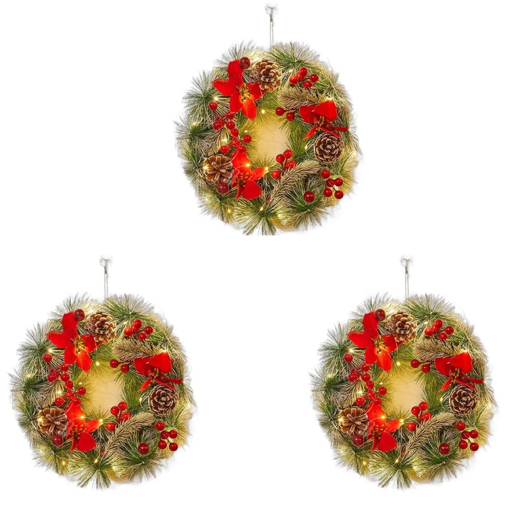 3PCS Christmas Decoration Garland Front Door Window Decoration Christmas Wreath Pendant Ornament Navidad New Year Party Supplies