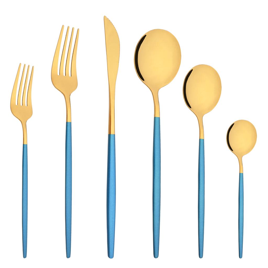 6 Stücke Western Purple Geschirr Besteck Set Besteck Set Edelstahl Besteck Messer Dessert Gabel Teelöffel Geschirr Set