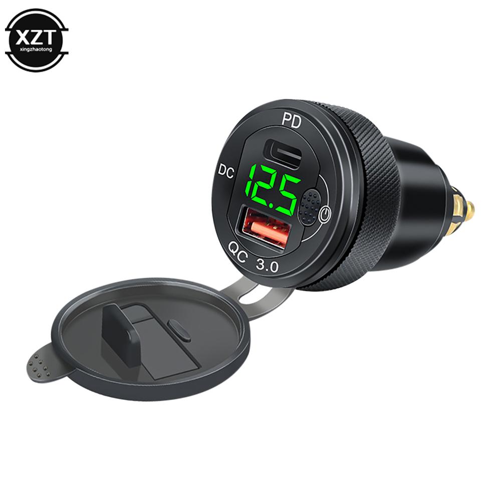 Nabíječka do auta Duální USB Rychlá nabíječka 12-24V QC3.0 nabíjecí adaptér z hliníkové slitiny pro