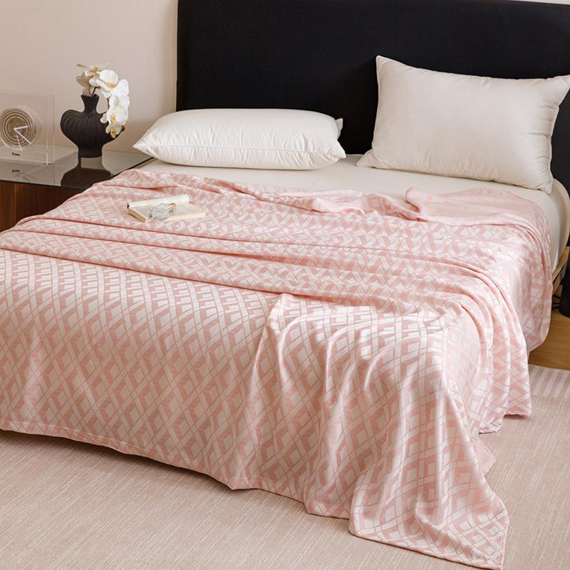 2025 New Bamboo Fiber Thin Cover Blanket, Simple Summer Air Conditioning Blanket for Single Double Bed