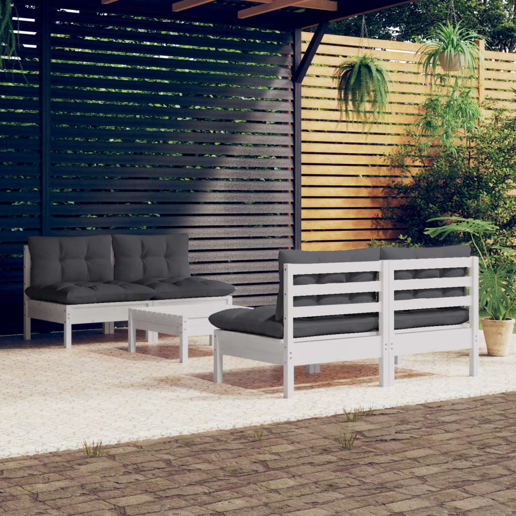 Vidaxl 5-Cz. Garden Lounge Set, Anthracite Cushions