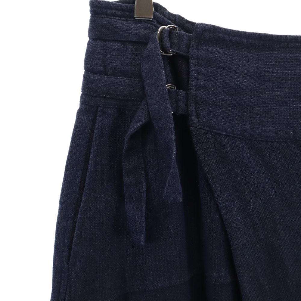 Plantation Made in Japan Linen Blend Long length Wrap skirt M Navy Women Used