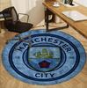 Manchester City FC Pattern Round Rug, Indoor/Outdoor Mat, for Picnic, Gameroom, Bedroom, Office, Living Room, Home Decor Carpet, Birthday Gift