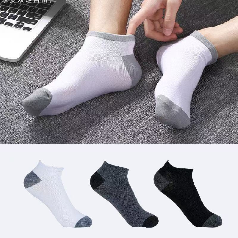 5/10 Pairs Colour Blocked Socks Summer Men's Resistant Sweat Wicking Short Cuff Socks Lightweight Casual Sports Socks All Season Low Cut Socks