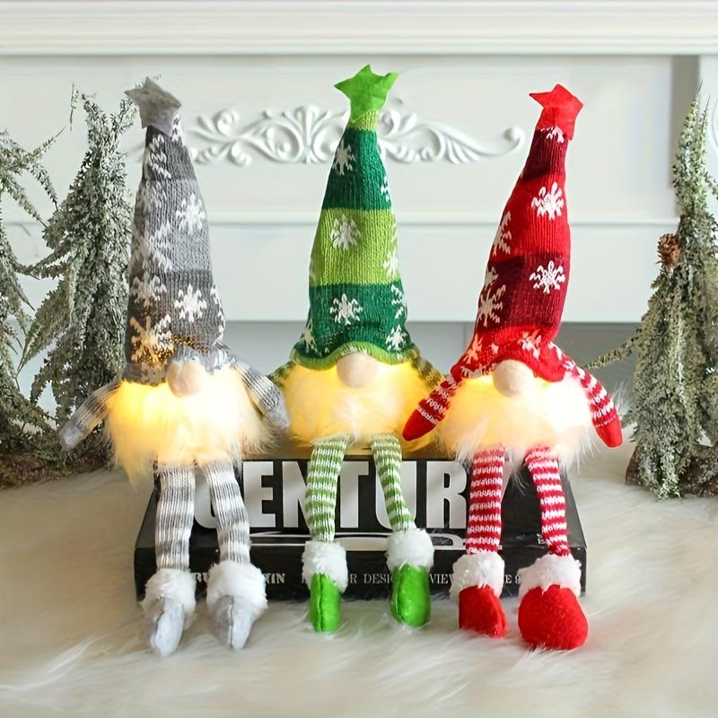 1/3 Stück Zwerg Langbeinpuppen LED-Licht Weihnachts-Elf Spielzeug für Weihnachtsbaum Tür Wandbehang Deko Feiertagsanhänger mit Batteriefach