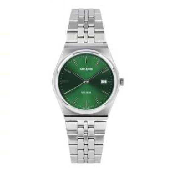 CASIO Casio Cheap Casio Silver Watch, Unisex, Men s & Women s, Quartz, Metal, & Green, MTP-B145D-3A [Used]