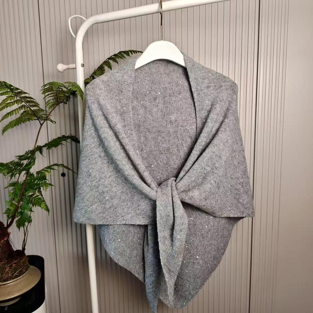 Korean-Style Women's Triangle Wool Blend Scarf Shawl - Autumn/Winter Neck Warmer