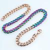 New 316L Stainless Steel Rose and Iridescence Dual Hip Hop Necklace Jewelry