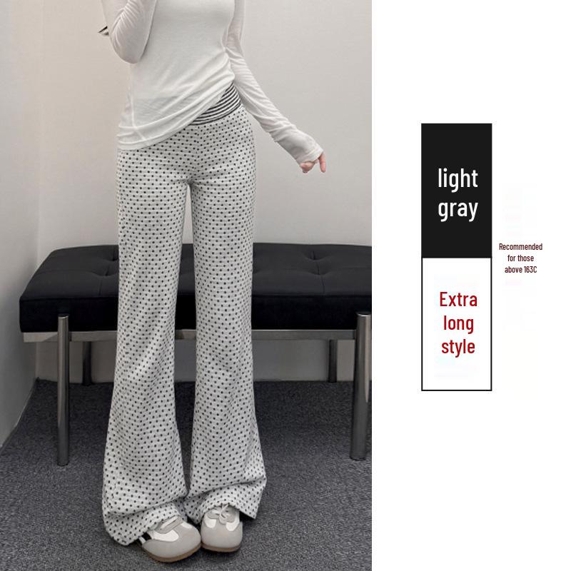 Women's Spring Polka Dot High-Waisted Micro-Flare Pants - Slimming and Versatile