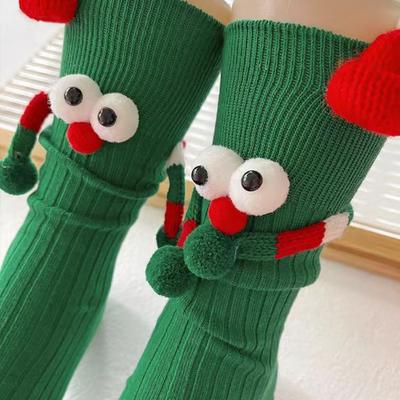 Novelty 3D Designs Christmas Socks Big Eyes Cute Cartoon Socks Cartoon Middle Tube Socks Daily