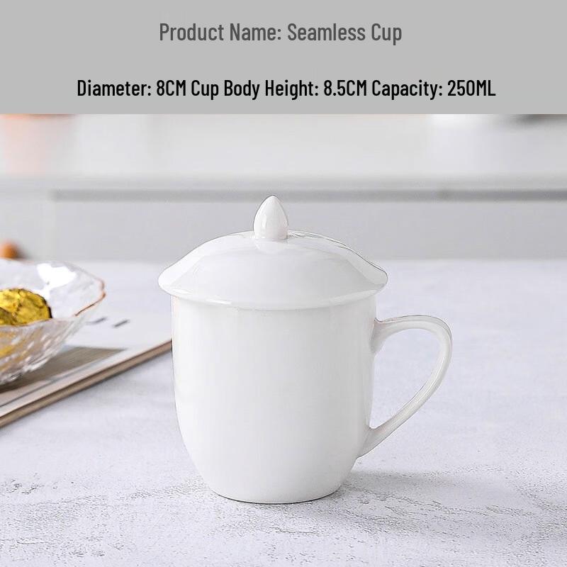 JINGRUIXIANG Ceramic Lidded Office Cup 250ML