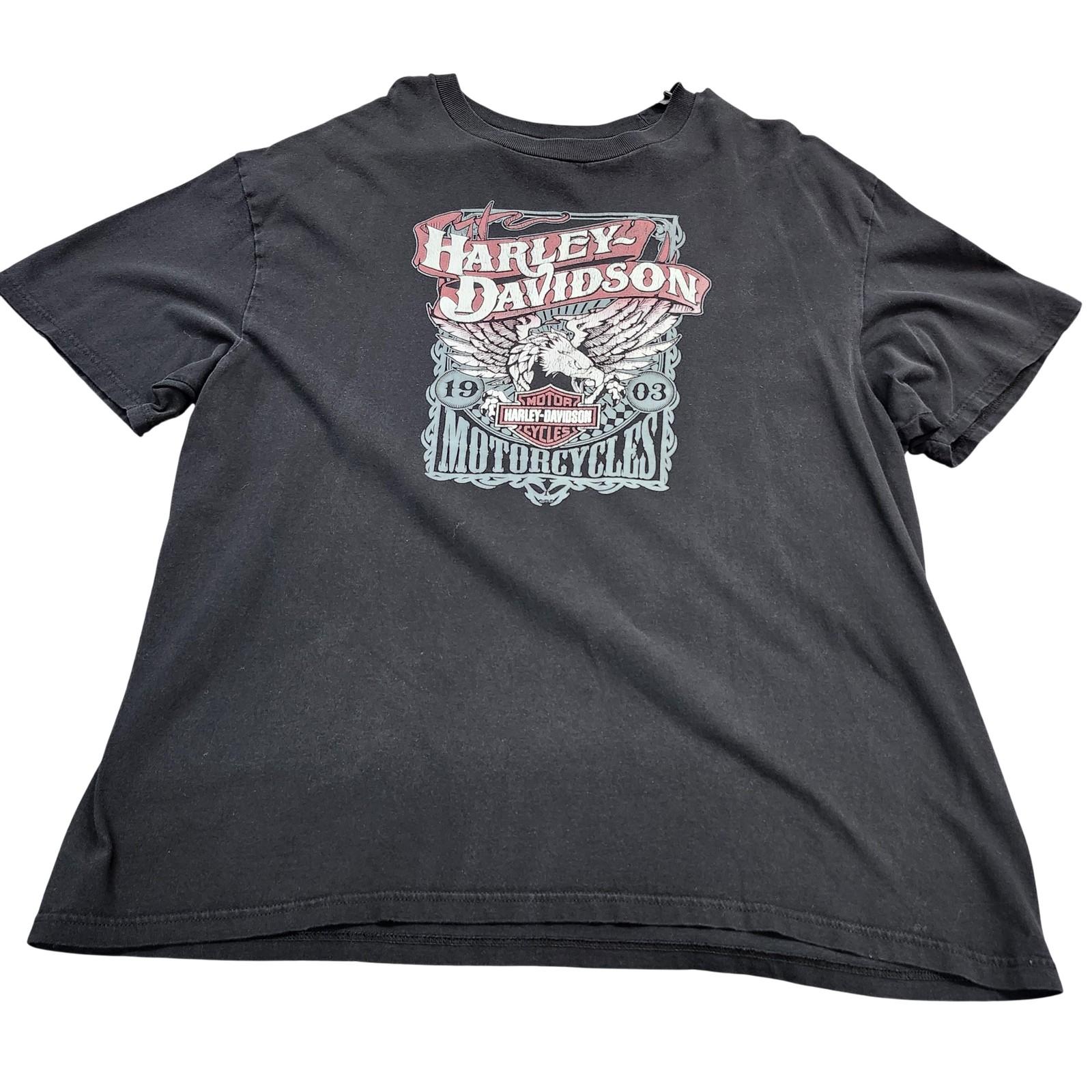 Harley-Davidson Shirt Mens 2XL Black Mancuso Houston Texas Eagle Graphic Tee Unisex T-Shirt L