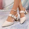 Women's 2026 Summer Low-cut Chunky Heel Pointed Toe Roman Style Closed-toe High-heeled Sandals
