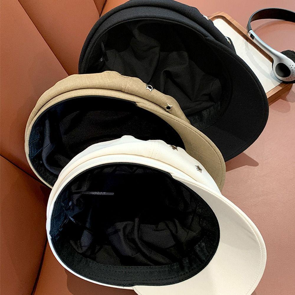 Flat Top Octagonal Cap Vintage Newsboy Hats Casual Star Hole Berets  Female