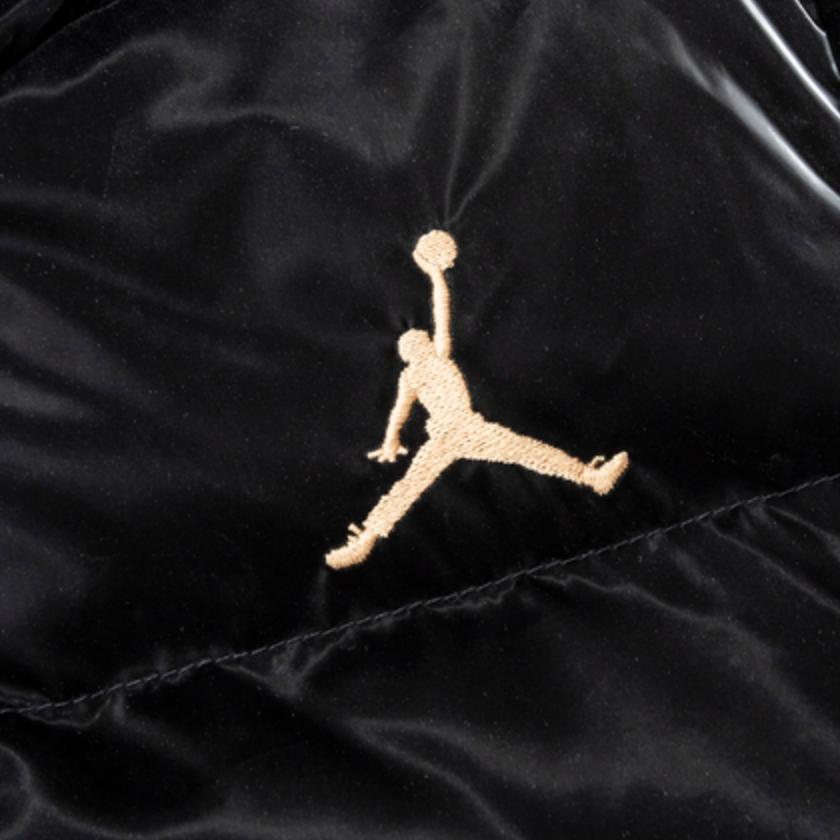 Jordan Logo Embroidered Glossy Down Jacket With Hood And Zipper Kids Outerwear Black JD2242022GS-001