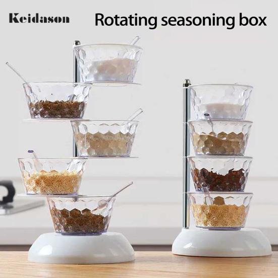 Convenient Good Sealing Visible Seasoning Jar Rotating Design Box Kitchen Accessories
