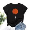 Women's Moon Planet Printed Loose Round Neck Short Sleeved T-shirt for Women Shirt