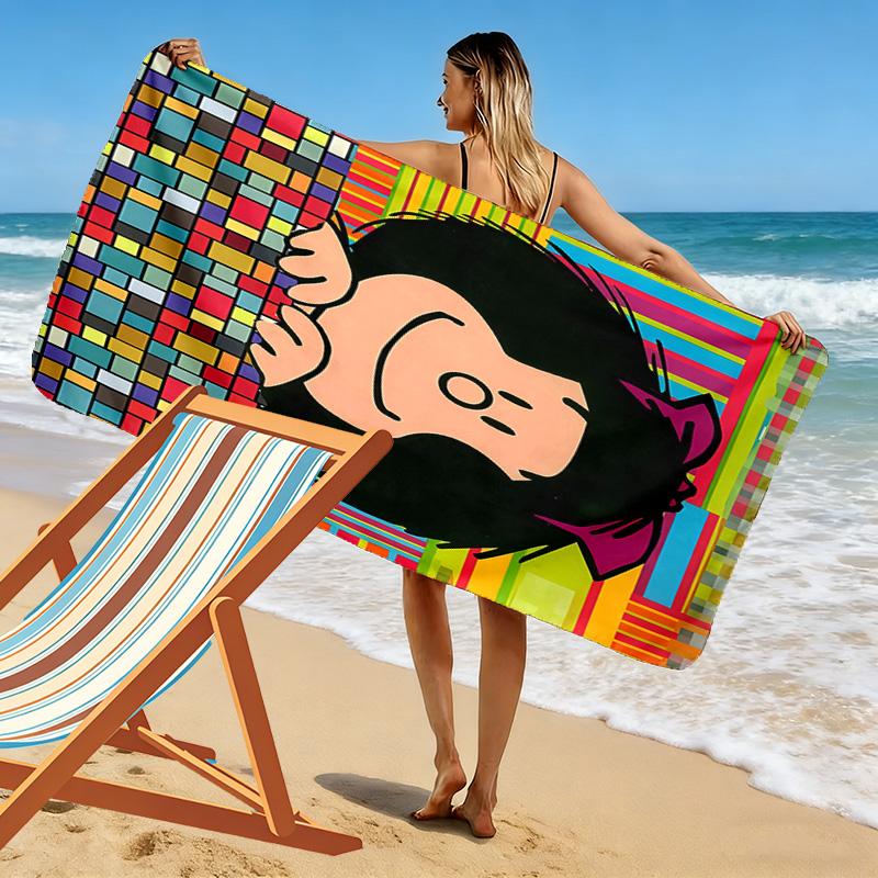Mafalda Print Beach Towel, Large Soft Quick Dry Towel for Beach Camping Swimming