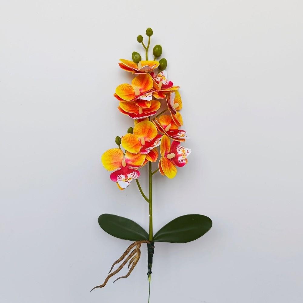 New 9 Flowers Artificial Orchid Flowers Pink PVC Artificial Faux Plants Multi-Bloom Fake Flower Living Room Ornaments