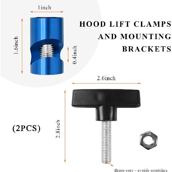 2PCS Lift Support Clamp, Car Hood Strut Fixing Clamp Hood Lift Rod Prop Tool Up to 3/8" Dia, Anti-Pinch Automotive Shock Prop Strut Stopper Retainer