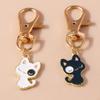 Cute Enamel Cartoon Cat Keychain Animal Key Ring Pendants for Women Girls Handbag Decor DIY Jewelry Accessories