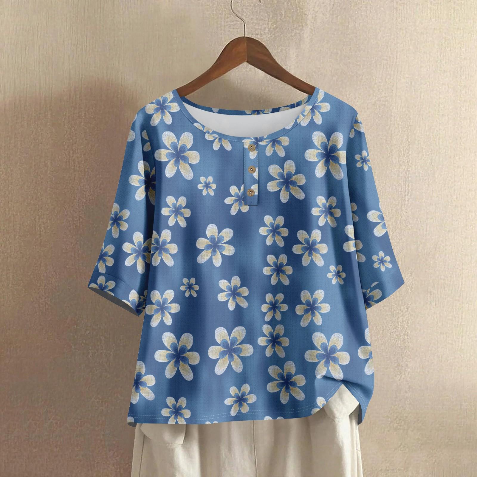 

Women s Fashion Casual Regular Elegant Tops Button Tops XXL синій