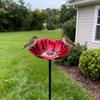 Handmade Metal Flower Garden Stake Outdoor Bird Bath Bowl for Bees Butterflies Pollinator Watering Station for Garden Lawn Yard Decor