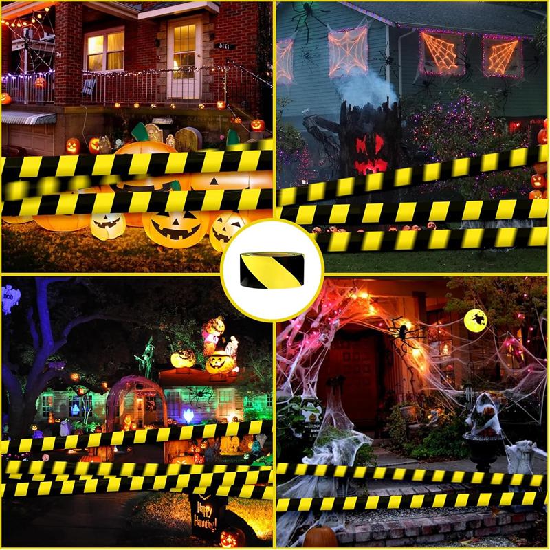 108Feet Black Yellow Caution Tape Adhesive Waterproof Hazard Tape For Floors Staircase Equipment Dangerous Area Waring StripePinstriping Tape 3
