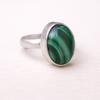 Green Malachite Oval Cabochon Ring, 925 Sterling Silver Ring, Handmade Minimalist Statement Ring for Women