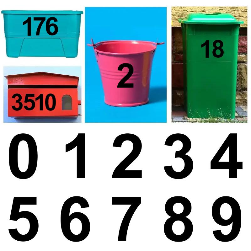 New Large 6.9-Inch (17.5cm) Trash Cans Decal Sticker Self-Adhesive Number Stickers Wheeled Dumpsters Door Mailbox Garage Labels