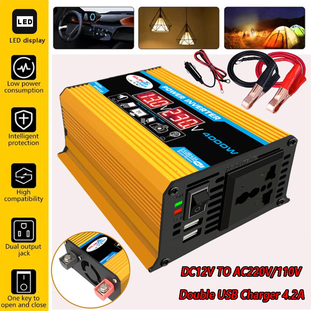 12V-220V/110V 300W Car & Home Inverter with Dual USB and Display