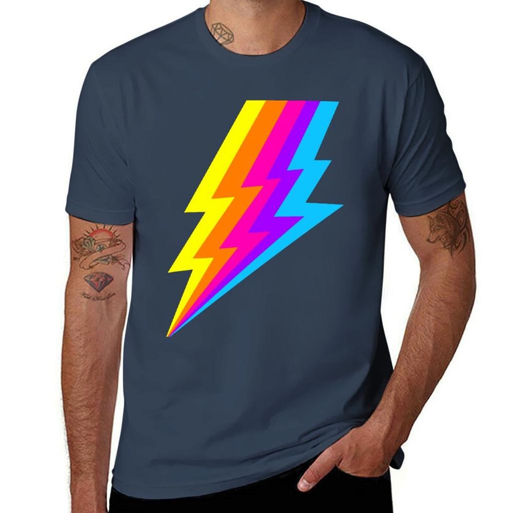 Neon Rainbow Lightning Bolt TShirt Casual Loose Daily Wear TShirt
